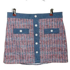 House of Harlow 1960 Red and White Mini Pencil Skirt